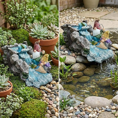 Gollum Splash Block – Decorative Resin Downspout Diverter & Water Feature, 11.4” x 6.3” x 6.9”, Durable Rainwater Drainage Statue for Garden, Patio, Yard, Pond or Aquarium, Outdoor Dwarf Gutter Décor