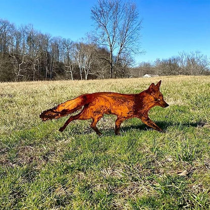 Rustic Metal Fox Garden Stakes: Sneaky Animal Metal Fox Garden Decoration, 3D Animal Shape Yard Art Sculptures for Patio Lawn Yard Backyard Art Decoration