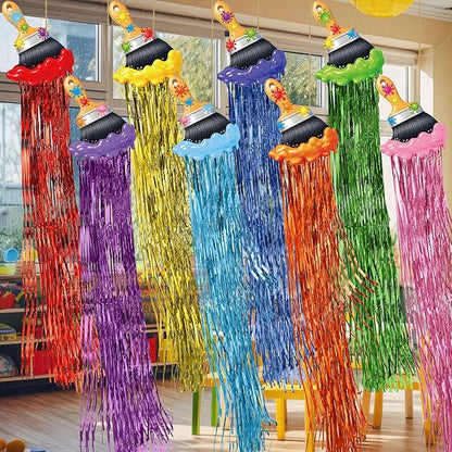 Affrolling 8 Pcs Back to School Paint Brush Party Decoration Paint Brush Hanging Decorations with Tassels for Classroom Back to School Art Birthday Party Supplies 3.4 ft Summer Door Banner Sign Decor