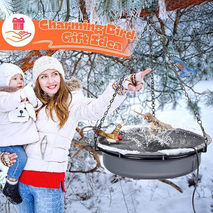 1 Pack Upgrade Bird Bath Heater for Outdoors in Winter, Pond Deicer 60 Watts Birdbath Deicer Water Heater Thermostatically Controlled with Auto Shut off Function for Patio Lawn (Marble Black)