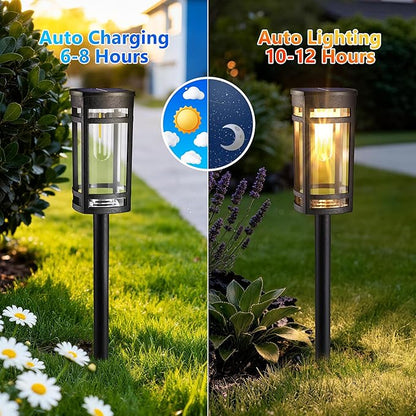 Jyoiat 6 Pack Outdoor Solar Pathway Lights - Solar Landscape Lights Outdoor Walkway Solar Garden Lights for Lawn, Path, Yard Decor (Warm White)