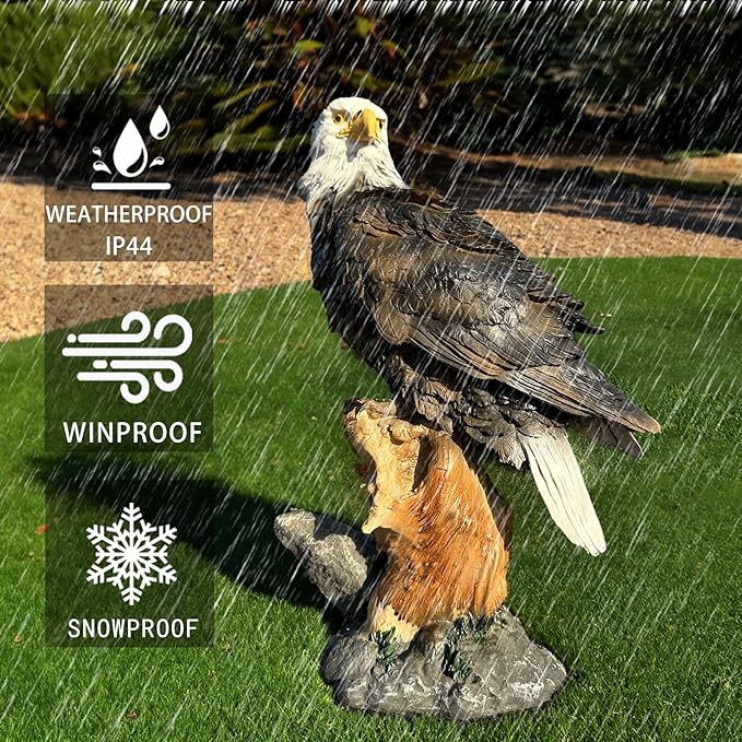 Teaeeno Majestic Eagle Decor Statue,Eagle Yard Decor Sculpture,Animal Statue Indoor/Outdoor Desk Decor for Home,Animal Figurine Ornament,Art for Desk,Garden Lawn Ornament,Perfect for Room,Office Table