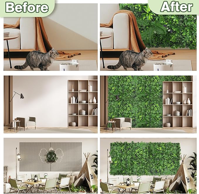Artificial Green Boxwood Grass Wall Roll: 80"x120"(67 SQFT) UV Protected Ivy Privacy Hedge Fence Screen for Chain Link Fences Panel Indoor,Outdoor Patio Balcony & Garden Decor