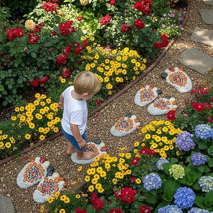 Garden Stepping Stones - Decorative Garden Stones for Patio, Deck, Garden or Sidewalk Faux Cobblestone Stepping Stones (Set of 2#A Small Size