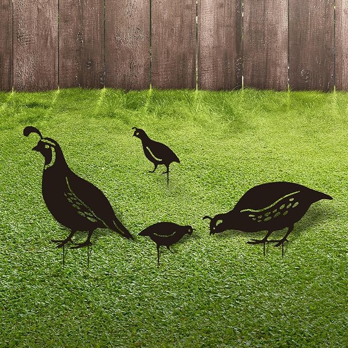4Pcs Quail Animal Statue Garden Ornaments Yard Sign Quail Sculpture Easter Decors Garden Stakes Photographic Props Garden Decor for Outdoor