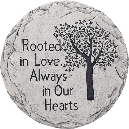 Top Brass Garden Memorial Stepping Stone - Rooted in Love, Always in Our Hearts - Tree of Life