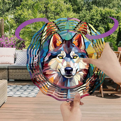Husky Wind Spinner Pet Dog Memorial Gifts 3D Aluminum Metal Kinetic Hanging Wind Sculpture Spinners for Yard and Garden Indoor Outdoor Window Yard Art Garden Decoration 8 Inch (Husky 1)