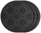 HF by LT Rubber Medallion Garden Stepping Stone, 11-3/4 inches, Black, Set of 3