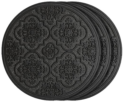 HF by LT Rubber Medallion Garden Stepping Stone, 11-3/4 inches, Black, Set of 3