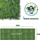 Artificial Boxwood Roll Panels: 40"x 140"(39.2 SQFT) UV-Anti Faux Ivy Leaves Grass Wall for Patio Balcony Privacy, Garden, Backyard Greenery Wall Backdrop and Fence Decor