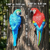 Real Tropical Hanging Parrot Decor,Bird Figurines,Resin Bird Statues,Home Ornament Decor for Tiki Bar,Perfect for Yard Ornaments,Tree Decorations Outdoor,Patio,Lawn,Tree Trunk, Porch