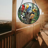 Stained Glass Window Hanging Cardinal on The Branches Large 11.8" - Bird Suncatcher Door Garden Patio Sun Catcher Home Decor Christmas for Bird Lovers Mom Woman Grandma Men
