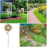 Metal Sun Thermometer Indoor Outdoor Ornament Wall Art Decor, Sun Plaque Sculpture Hanging Mounted for Living Room Bedroom Kitchen Patio for Home or Garden, No Battery Required (YELLOW SUN STAKE)