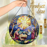 8'' Nativity Stained Glass Suncatcher, Window Hanging Decor, Religious Christmas Ornament, Christian Holiday Decor, Christian Gifts, Religious Gifts, Gift for Christmas