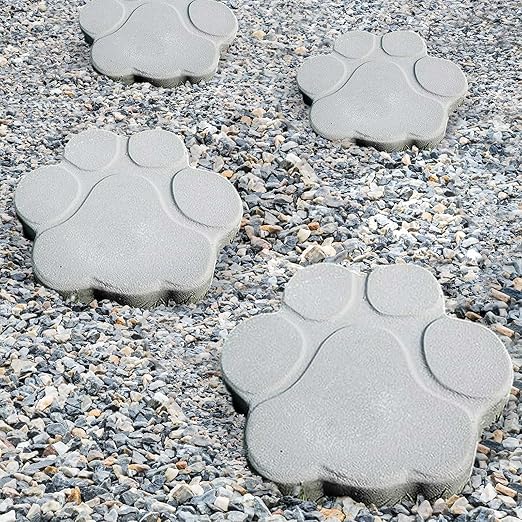 Threlaco Large Paw Print Stepping Stones Mold, 16.54 in Reusable Concrete Cement Textured Plastic Craft Paver Forms Non-Slip for Casting Garden Pavement and Walkway