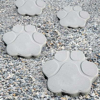 Threlaco Set of 2 Large Paw Print Stepping Stones Mold, 16 in and 13 in Dog Cat Paw Print Concrete Cement Textured Plastic Craft Mold Non-slip for Garden Decor