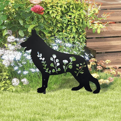 German Shepherd Garden Stake - Handcrafted Outdoor Decor for Dog Lovers, Durable Yard Art Statue