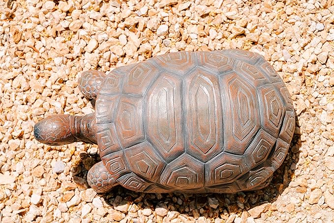 XBrand 21.3" L Brown and Black Concrete/MgO Walking Turtle Statue, Indoor or Outdoor Décor, Garden Décor, Turtle Statuary
