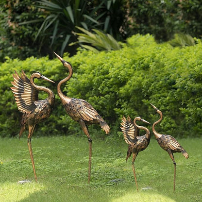 TERESA'S COLLECTIONS Garden Decor, Set of 2 Brass Herons Garden Decor, 25-26", Waterproof Metal Garden Statue, Herons Gifts, Garden Gifts for Women Mom, Indoor/Outdoor