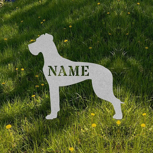 Custom Great Dane Silver Garden Statue Stake,Custom Great Dane Outdoor Yard Art Decor,Memorial Remembrance Sculpture for Yard Garden Porch Lawn Grassland Park Farm Flowerpot Decor.