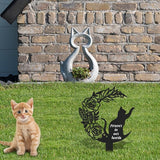 Rngmsi Pet Grave Markers Cat, Metal Memorial Plaques for Outdoors Garden Yard, Pet Grave Marker Decor Gifts Graveyard Remembrance Graveside Burial Stake for Pet Owner