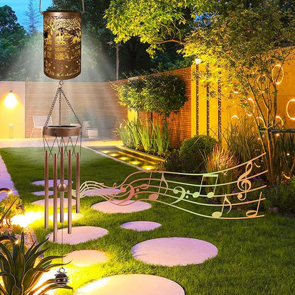 French Bulldog Solar Wind Chimes for Outside - Dog Decor Gifts Outdoor Solar Lantern Wind Chimes, Metal Decorative Hanging Lights for Patio Porch Yard Lawn