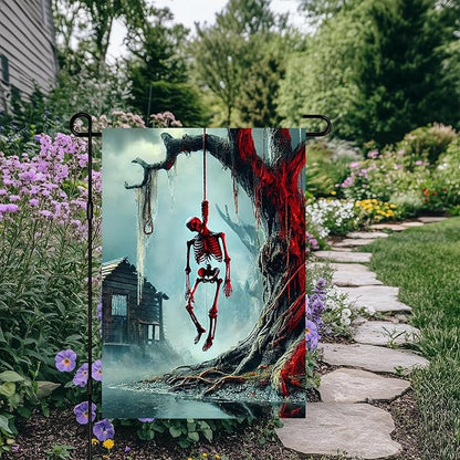 BlissYard Halloween Horror Garden Flag 12x18 Inch Hanging Skull Swamp Tree Flag Outdoor Yard Decorations House Banner Porch Lawn Patio Home Decor