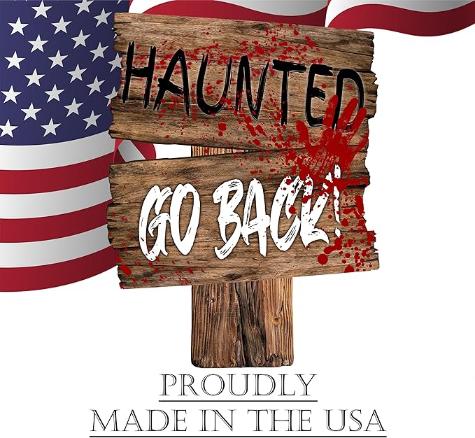 Large Beware Danger Haunted Keep Out Halloween Yard Sign Home Outdoor Lawn Decoration With Stakes Scary Spooky Decor 17x13 Inches (Haunted)