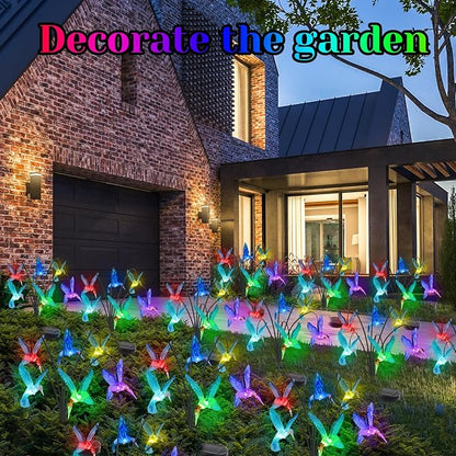 BeHiller Solar Hummingbird Lights Outdoor,2PACKS 12LED Swaying Firefly for Hummingbird Path Decor,Unique Gifts for mom/Grandma,Color Changing Hummingbird Gifts for Women,House,Housewarming,Lawn Decor