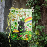 Black Lab St Patricks Day Garden Flag Labrador Dog St Patrick's Day Yard Flags for Outside 12x18 Double Sided Buffalo Plaid Shamrock Flag Small Outdoor Rainbow St Patrick's Decor