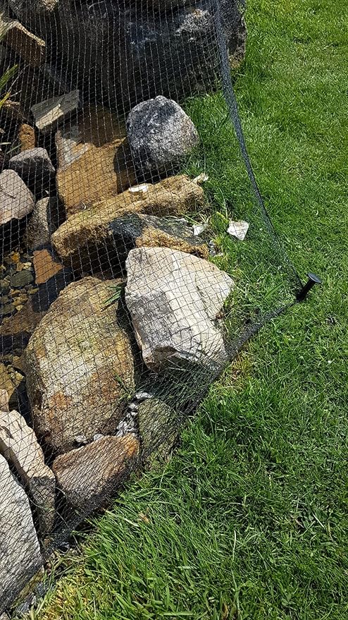 Pond H2o Black Premium Pond Protection Cover Net with Fixing Stakes 20 Ft by 13 Ft (6m x 4m) Heavy Duty Woven Fine Mesh Garden Netting Cover for Leaves, Protects Koi Fish