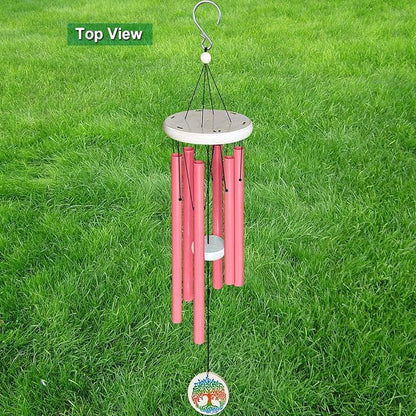 FONMY Wind Chimes Outdoor with Colorful Tree of Life Symbol Memorial Windchimes for Loved One Great Wind Chime Gifts 33 inches Pink Color Garden Home Yard Hanging Decor