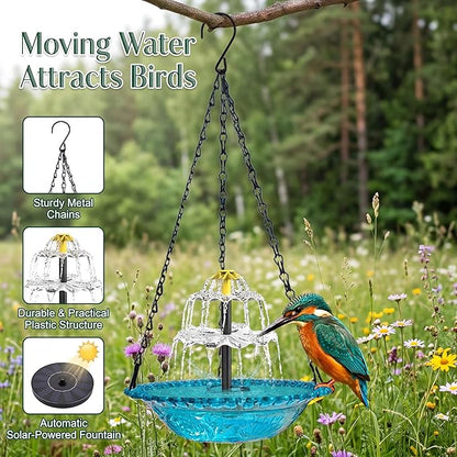 2026 Model Hanging Bird Bath Fountain | Outdoor Solar Bird Bath Fountains & Hummingbird Water Fountain | Solar Fountain for Bird Bath for Garden Patio Yard