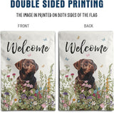 Floral Chocolate Lab Garden Flag Spring Summer House Flags 28 x 40 Double Sided Flower Labrador Dog Yard Flags for Outside Large Outdoor Welcome Flags