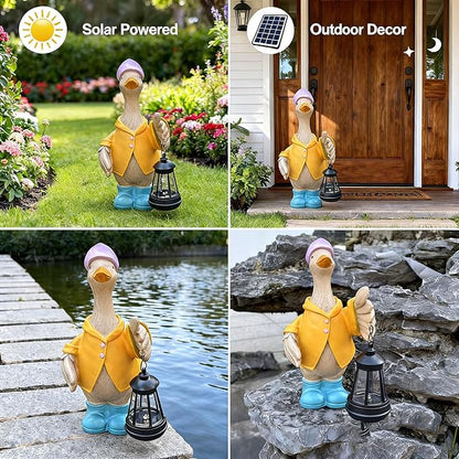 IVCOOLE Solar-Powered Goose Statue – Outdoor & Garden Resin Goose Decor for Porch, Patio, Lawn, Yard with Solar Lantern – Ideal Gift for Moms, Grandmas, Gardening Lovers & Housewarming Celebrations