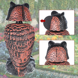 Hausse 2 Pack Fake Owl Decoy Bird Scarecrow Sculpture, Rotating Head Plastic Owl Bird Deterrents, Nature Enemy Horned Pest Repellent for Outdoor Garden Yard