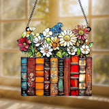 Floral Book Acrylic Suncatcher, Book Suncatchers for Window Hangings, Bookish Gifts for Readers Book Lovers Bookworm, Gift for Mother's Day, Women, Mom, Wife, Grandma