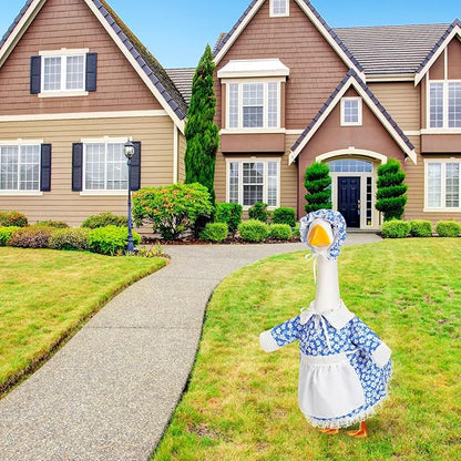 FuWeave Spring Goose Outfit Flower Porch Goose Clothes for 23" Large Statue Outdoor Patio Yard Lawn Art Decoration(Daisy,23 inch)