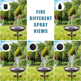 Solar Bird Bath Fountain Pump 6.3" | Floating Solar Fountain with 7V 1.4W Panel | Solar Water Pump for Bird Bath, Pond, Garden & Outdoor Water Features | 5 Spray Patterns