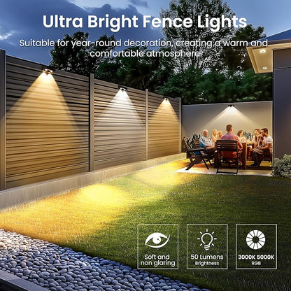 SOLPEX Solar Fence Lights Outdoor, 9 Fixed Colors ＆ Color Changing Fence Solar Lights Outdoor Waterproof IP65, LED Deck Lighting for Halloween Backyard Wall Step Patio Railing Pool Porch (8 Pack)