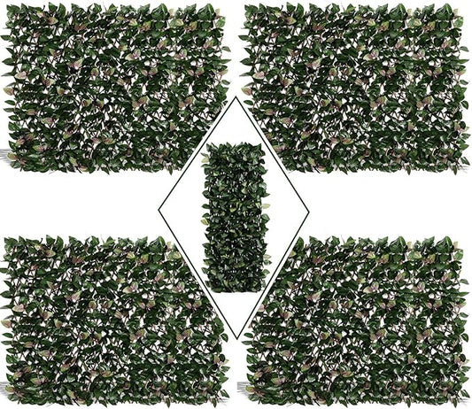 DOEWORKS Expandable Fence Privacy Screen for Balcony Patio Outdoor, 4PCS Faux Ivy Fencing Panel for Backdrop Garden Backyard Home Decorations