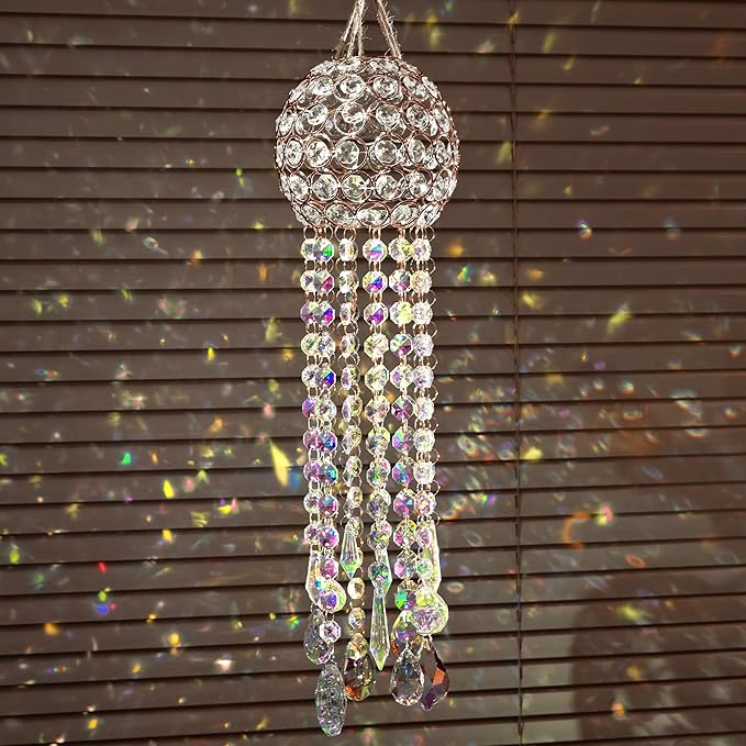 Crystal Wind Chime Light Catcher Suitable for Window Hanging Suitable for Home Indoor and Outdoor Garden Decoration Light Catcher (Medium)
