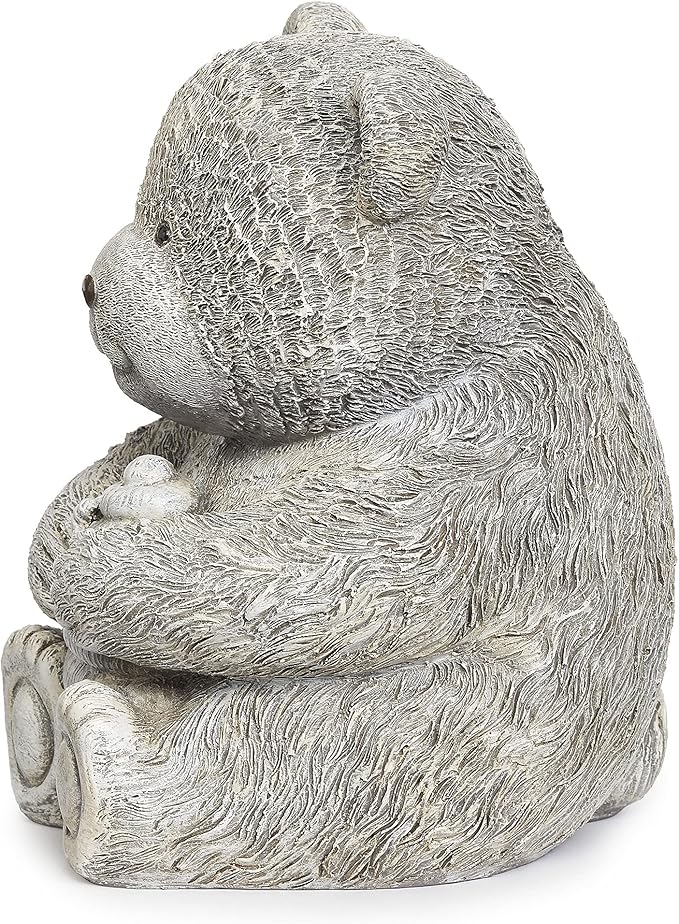 Roman Garden - Bear with Honey Statue, 7.75" H, Pudgy Pals Collection, Resin and Dolomite, Decorative, Garden Gift, Home Outdoor Decor, Durable, Long Lasting