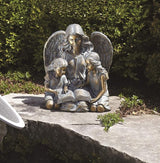 Roman - Angel with Two Children Statue, 15.5" H, Garden Collection, Resin and Stone, Decorative, Gift, Home Outdoor and Indoor Decor, Durable, Long Lasting