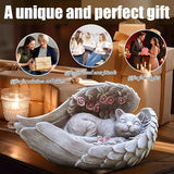 Solar Cat Garden Statue Decor for Outside, Cat Lover Gifts with Wings and 7 LED Lights for Outdoor,Sol Garden and Patio Decor for Yard, Unique Birthday House Warming Gifts for Mom