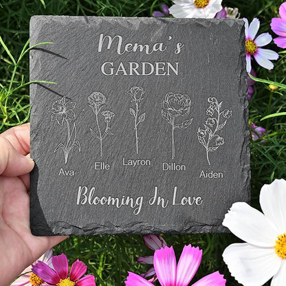 Personalized Garden Stone, Custom Birth Month Flower, Mothers Day Presents, Gifts for Her, Mema & Mom