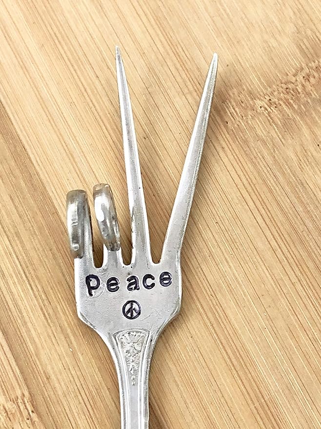 Plant Marker, Peace Sign Fork, Container Indoor Garden, Recycled Fork Stamped
