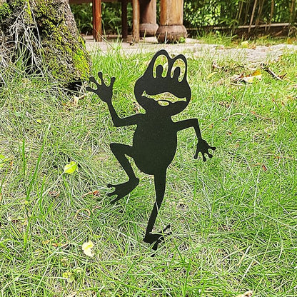 Tipmant Metal Iron Art Decoration Animal Silhouette Decorative Stakes Statues Ornament Crafts for Outdoor Gardens, Yard, Courtyards, Parks, Lawns, Potted Plants, Patio (3 Frogs)
