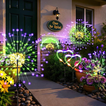 PEVOROS Garden Decor Solar Lights Outdoor,6 Pack 120LED Waterproof Colorful Solar Garden Lights Your Outdoor Decoration,Yard, Patio, Porch,Flower Pot,Pathway,Christmas (Purple, Green, Yellow)
