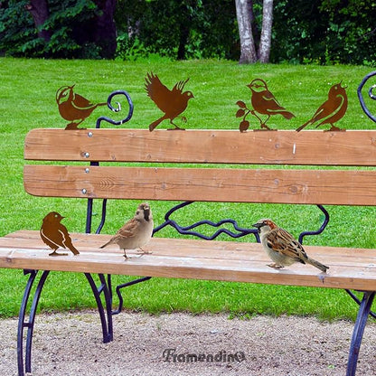 Framendino, 5 Pack Rusty Birds Decoration Metal Yard Art Bird Ornaments Decor for Fence Topper Garden Decorations